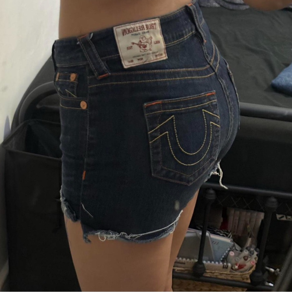True Religion Dark Blue Demin Jennie Shorts